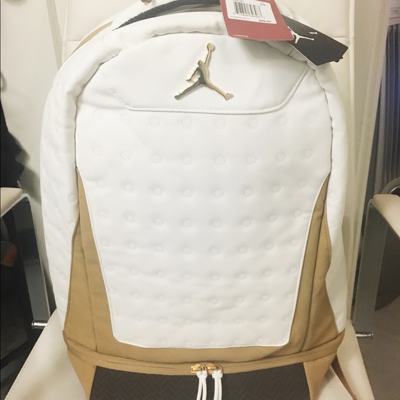 jordan retro 13 backpack white and gold